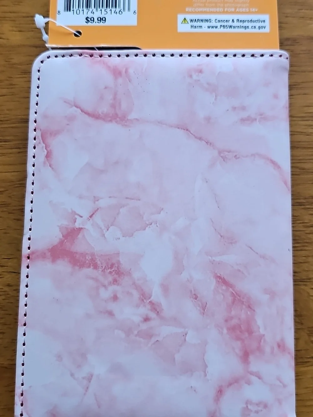 New Pink Marble Passport Holder with Gold Accent - Picture 2 of 3